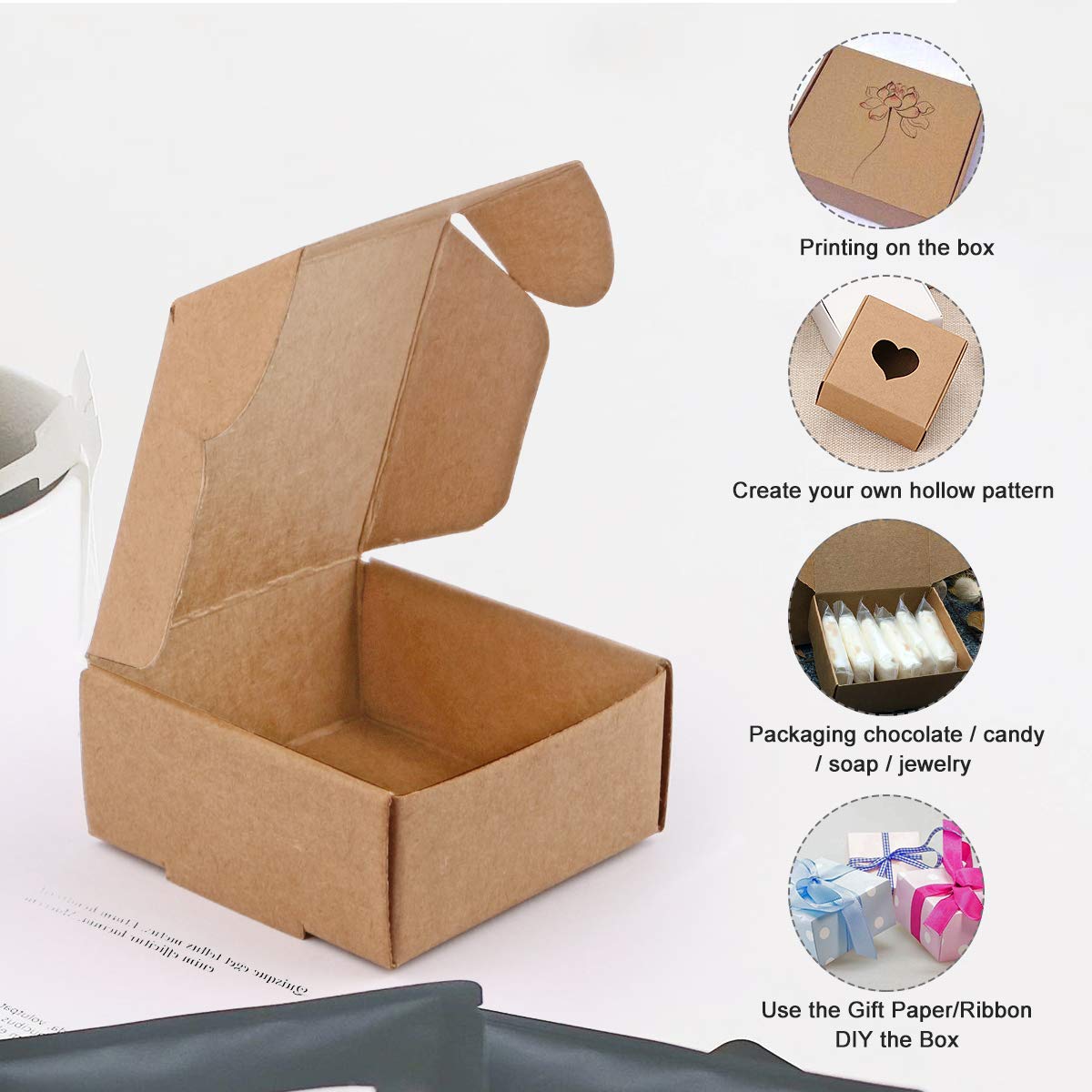 50PCS Kraft Paper Gift Boxes M - Kraft Soap Label recension och pris