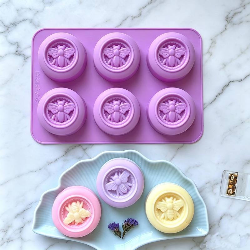 6 Cavity Round Bee Pattern Sil - Soap Making Scents recension och pris