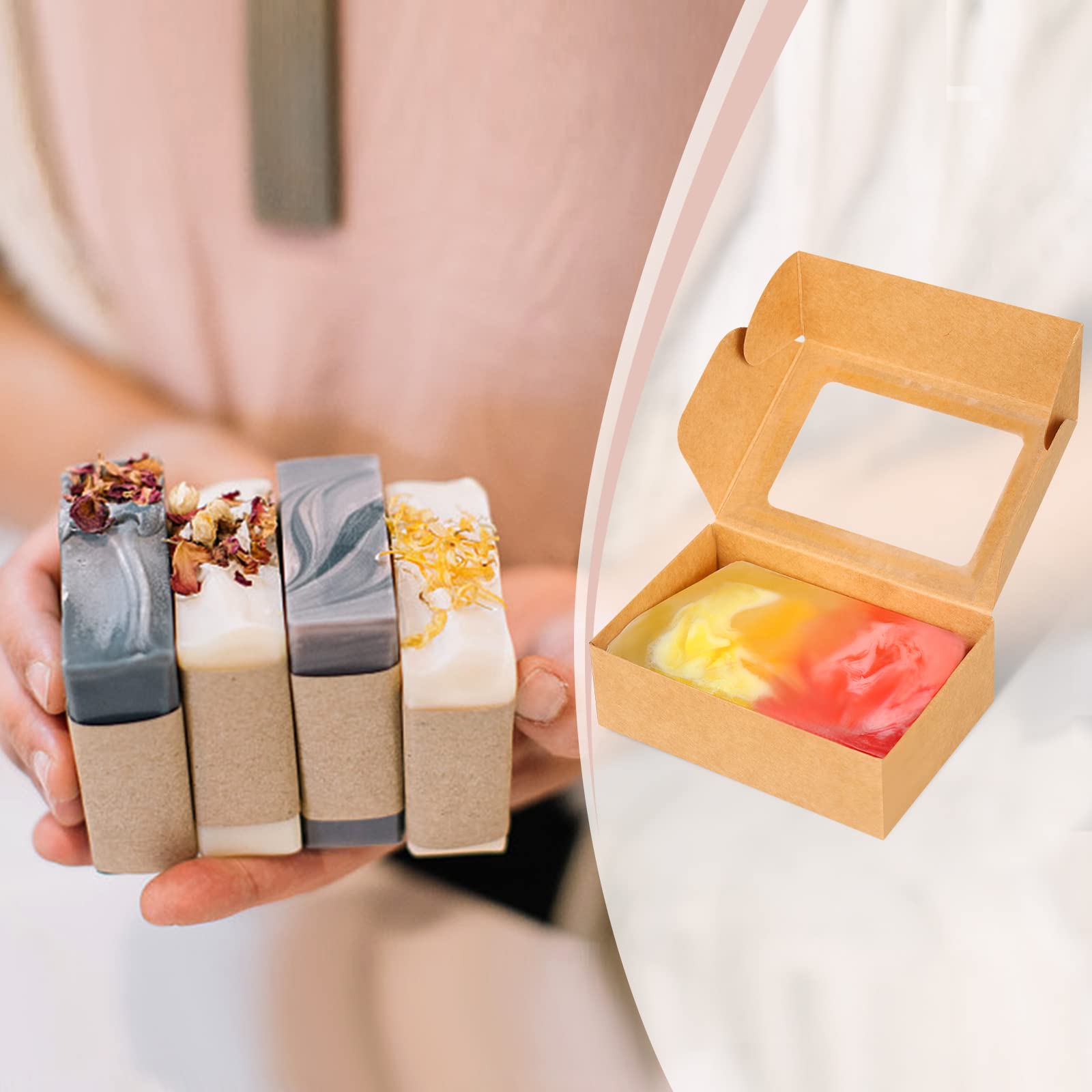 50Pcs Mini Kraft Paper Box wit - Kraft Soap Label recension och pris